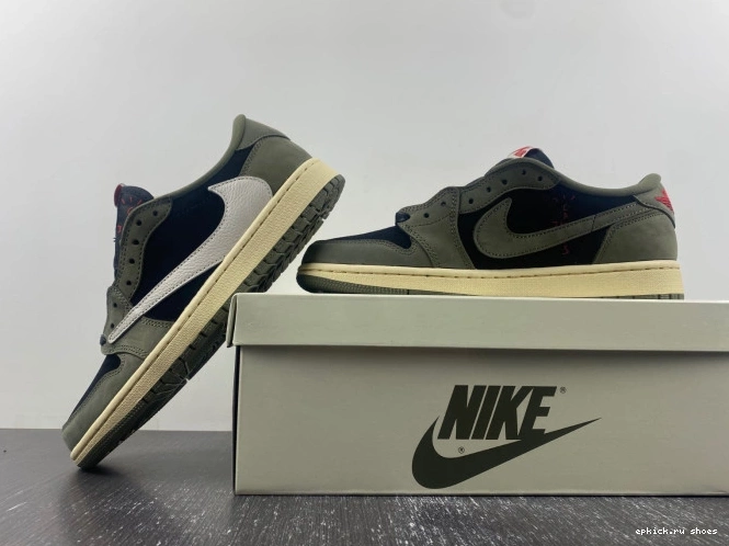 Rep SCOTT 1 X LOW DM7866-002 JORDAN TRAVIS OLIVE' SP 'BLACK OG AIR 0728